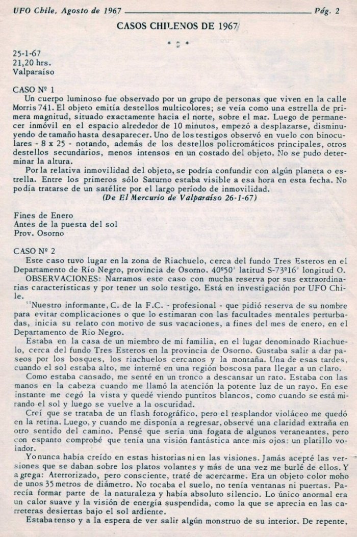 UFO Chile No. 1 page 2, August 1967