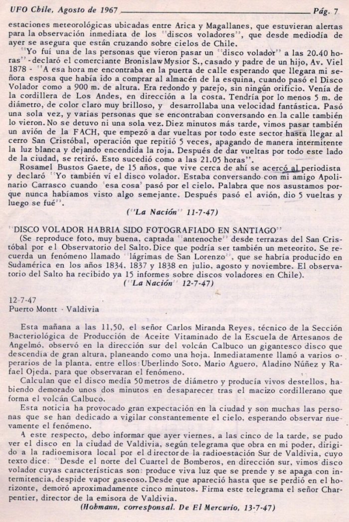 UFO Chile No. 1 page 7, August 1967