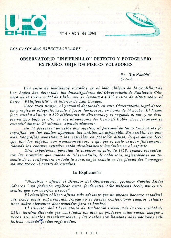 UFO Chile N 4, page 1, avril 1968